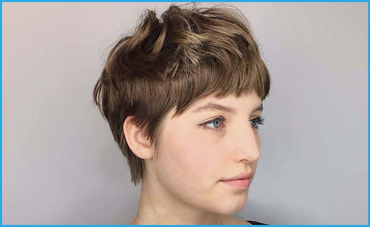 Blunt Bangs with a Textured Pixie Cut